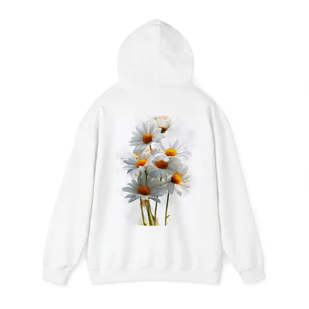 White Daisy Bouquet Watercolor Art White Background – Hoodies