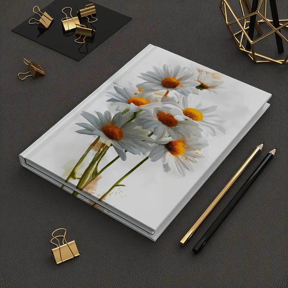 White Daisy Bouquet Watercolor Art White Background – Notebooks