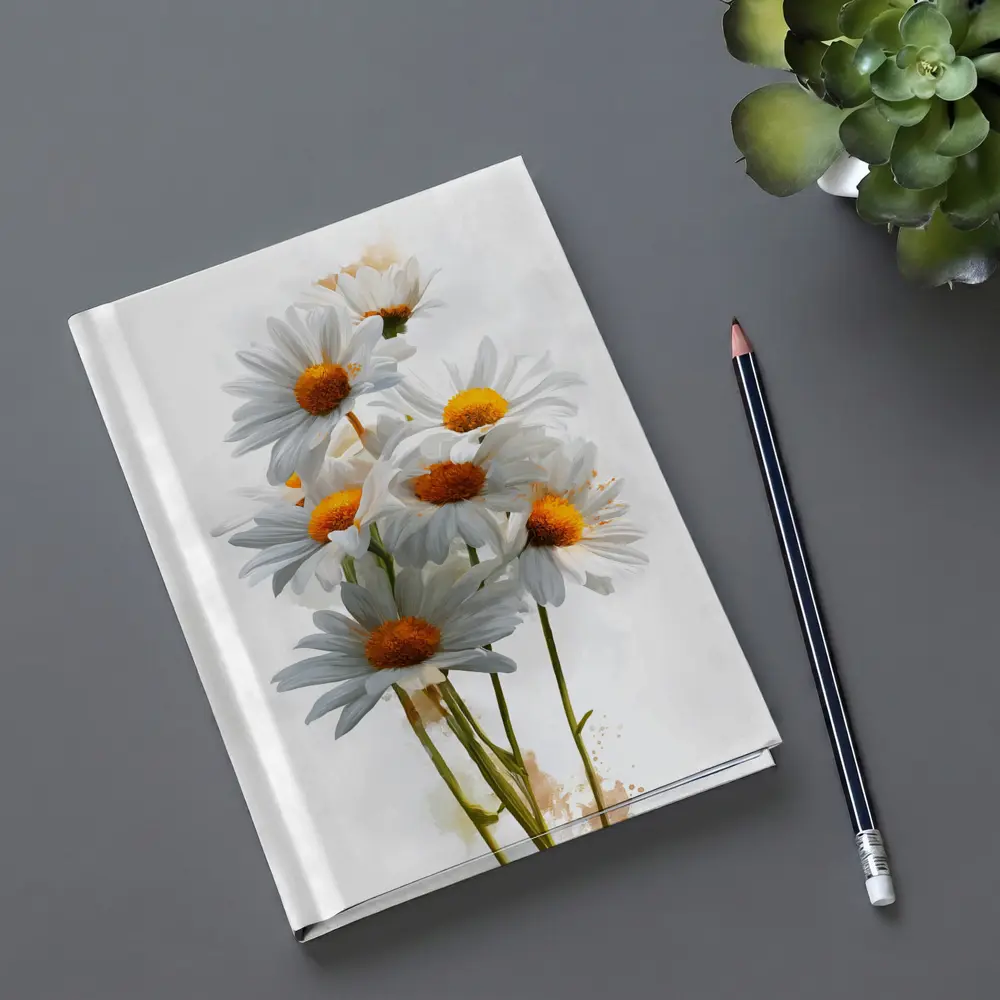 White Daisy Bouquet Watercolor Art White Background – Notebooks