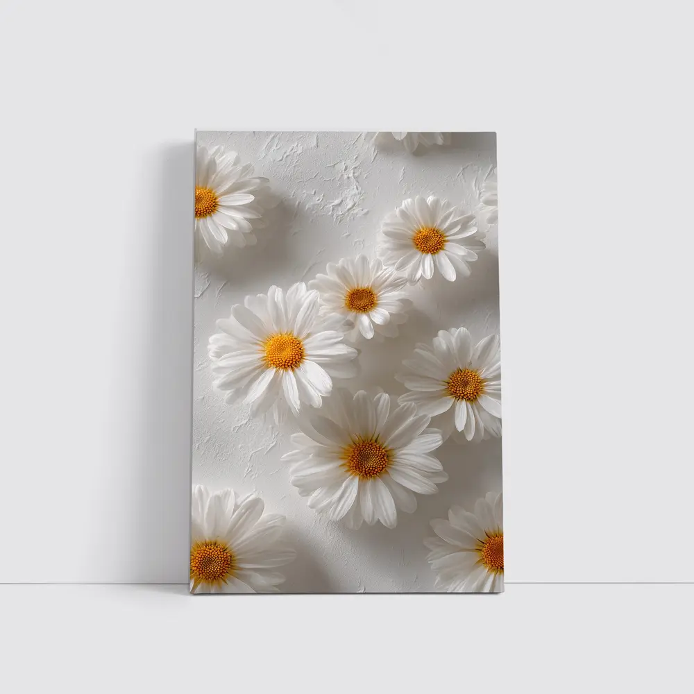 White Daisies Scattered On Textured Background – Wall Art