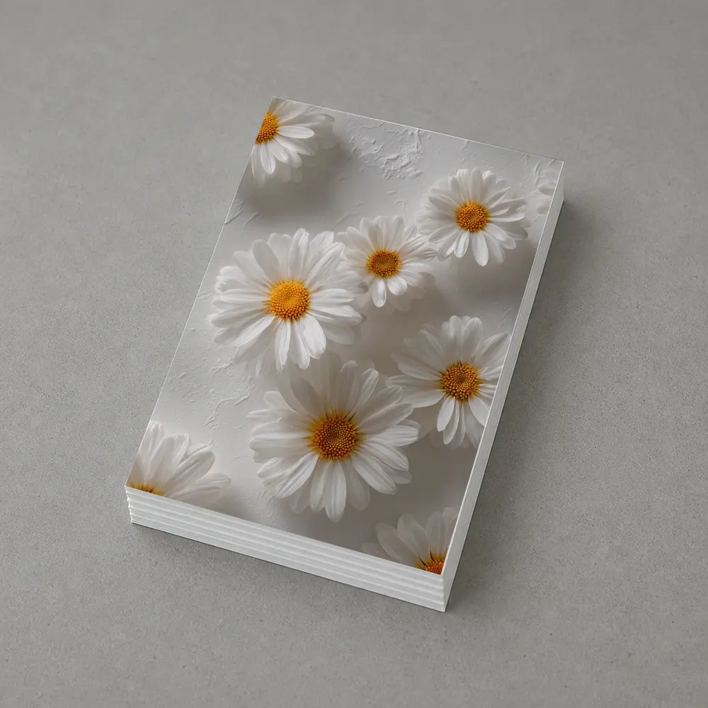 White Daisies Scattered On Textured Background – Postcards