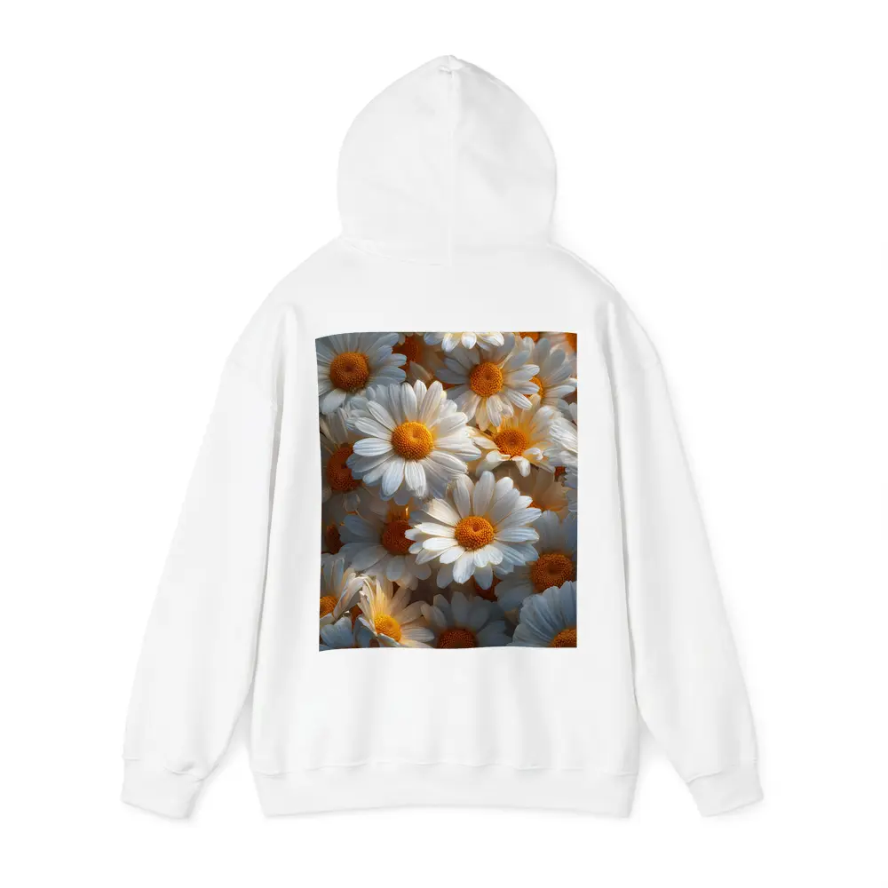 White Daisy Flowers Golden Centers Close Up – Hoodies