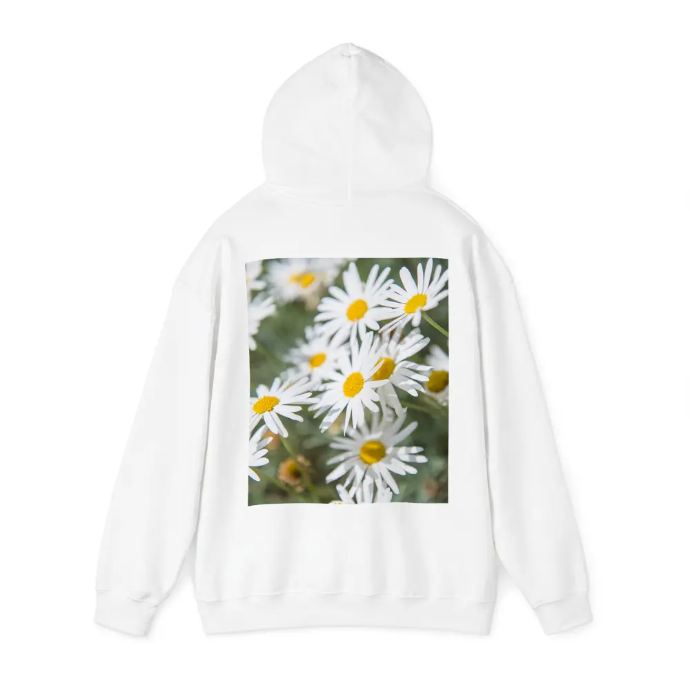 White Daisy Flowers Green Garden Background – Hoodies