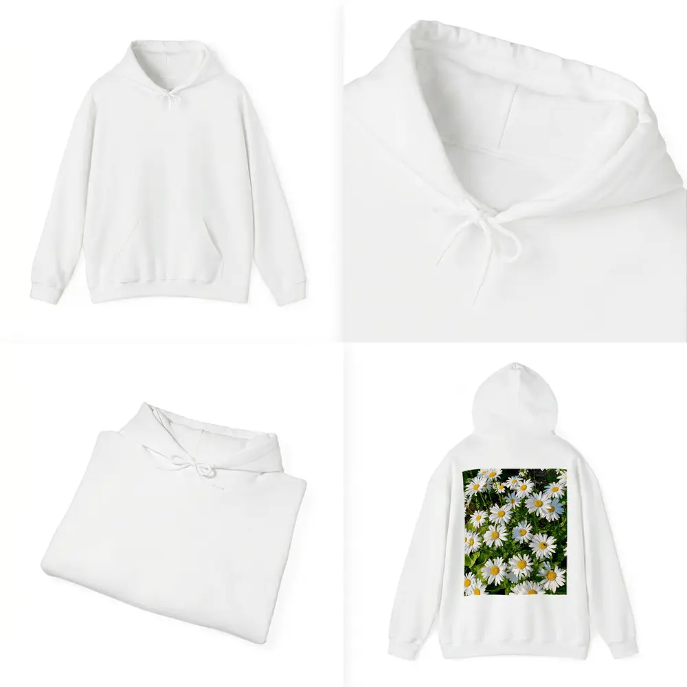 White Daisies Blooming In Green Garden – Hoodies