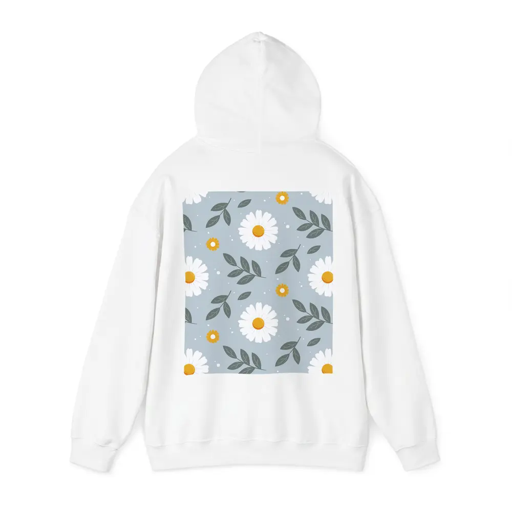 White Daisy Floral Pattern on Blue Gray – Hoodies