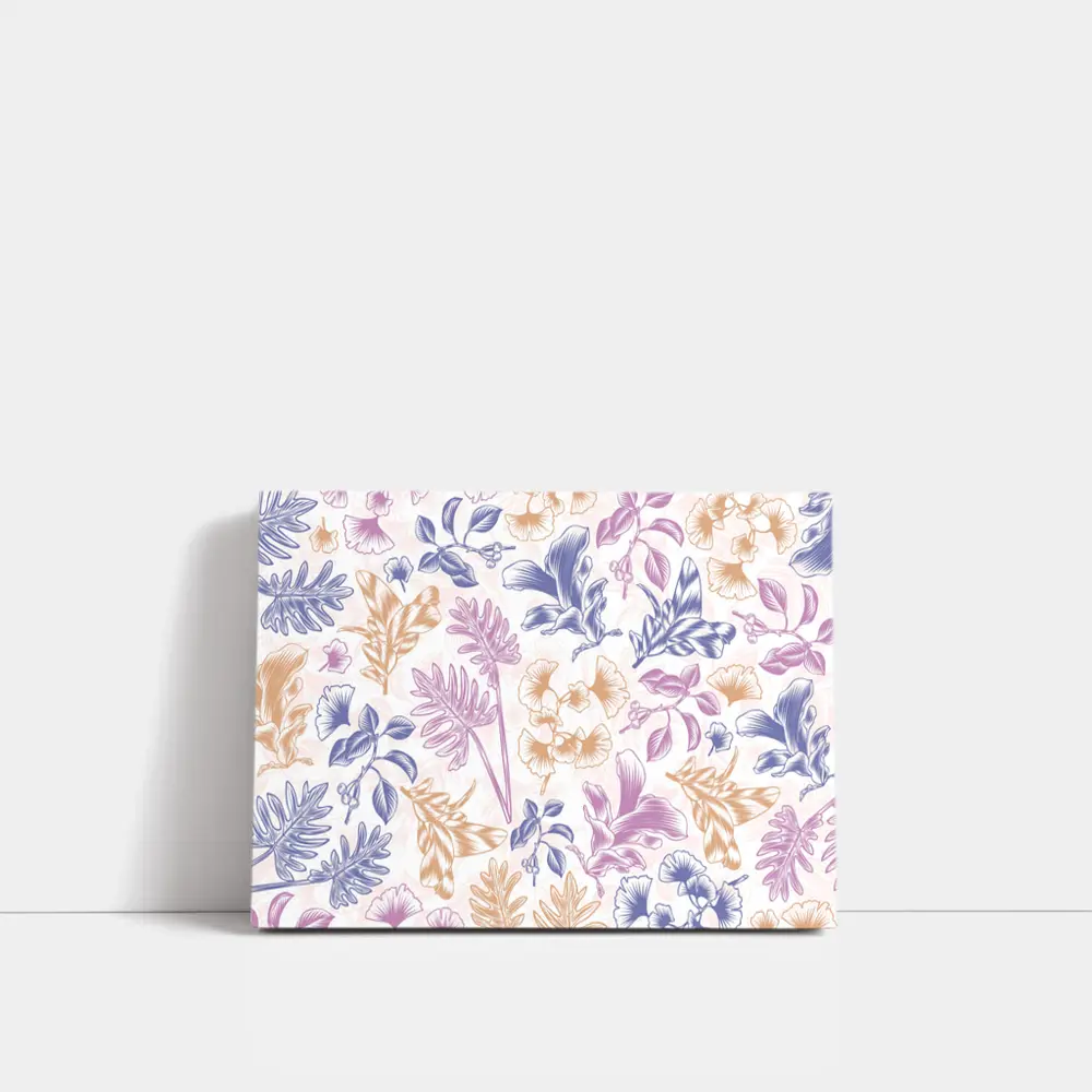 Tropical Floral Pattern Pastel Pink Purple – Wall Art