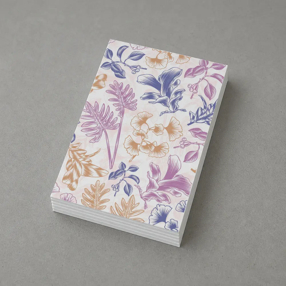 Tropical Floral Pattern Pastel Pink Purple – Postcards