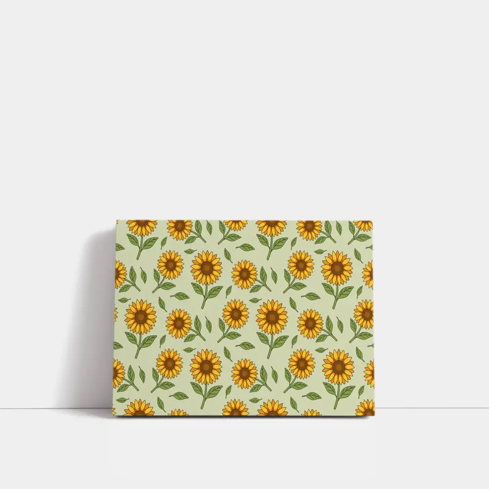 Sunflower Pattern Illustration Sage Green Background – Wall Art