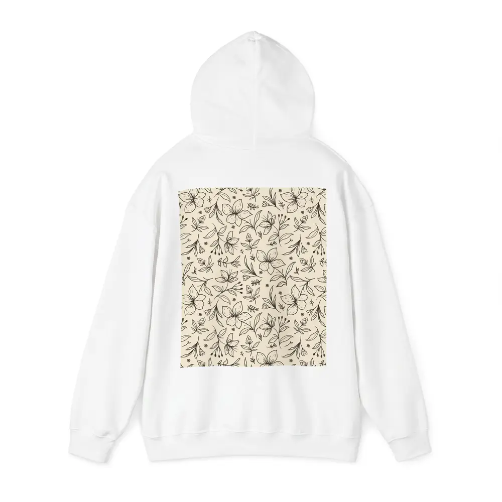 Botanical Line Art Flowers Beige Floral Pattern – Hoodies