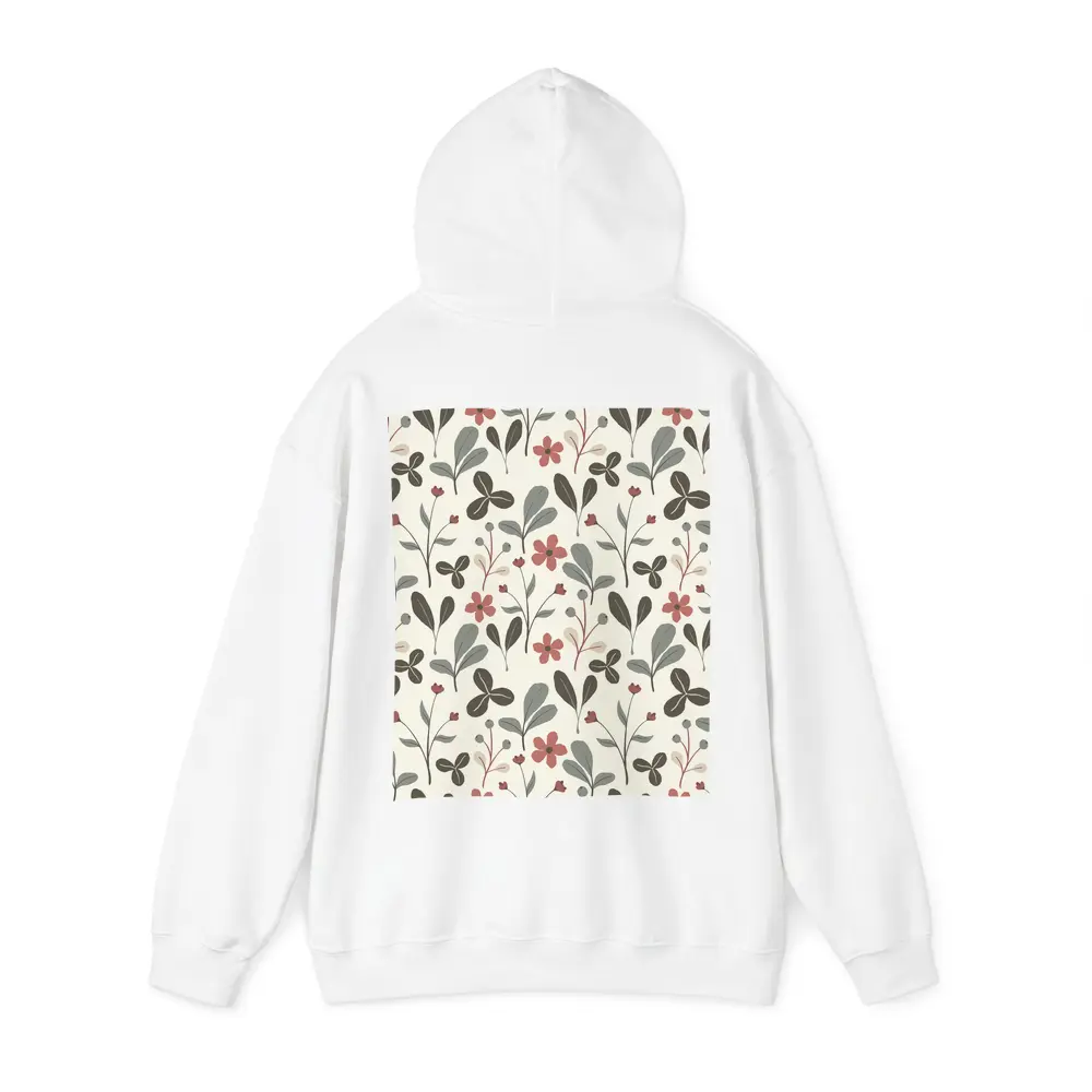 Red Flowers Gray Leaves Botanical Floral Pattern – Hoodies
