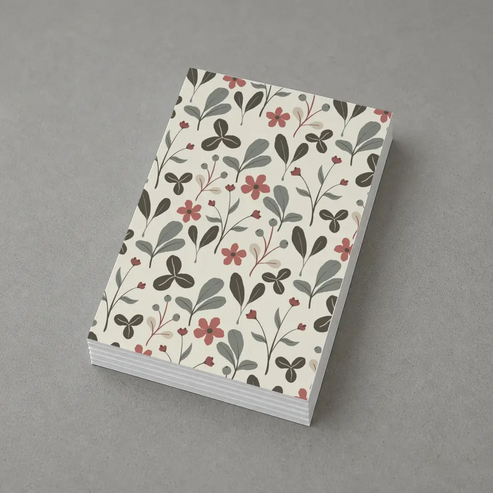 Red Flowers Gray Leaves Botanical Floral Pattern – Postcards