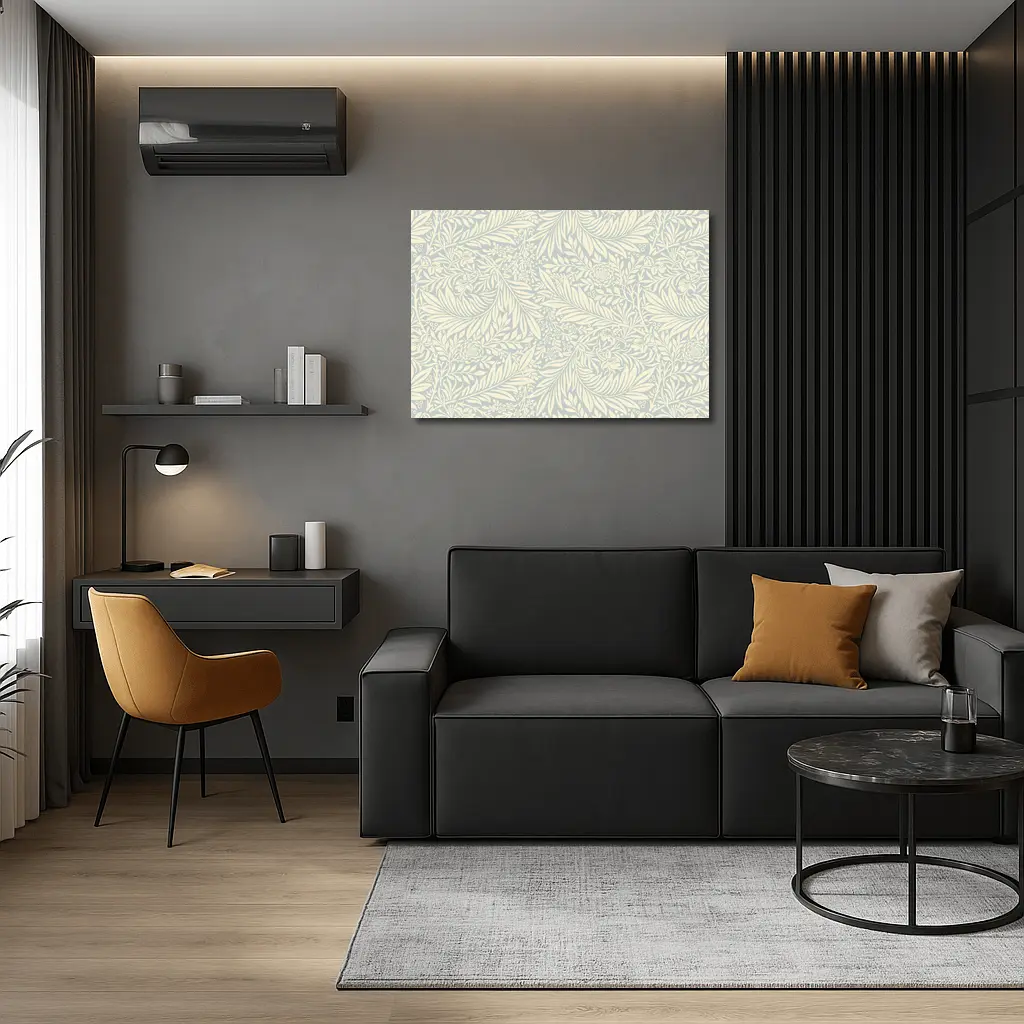 Botanical Leaf Floral Pattern Soft Blue – Wall Art