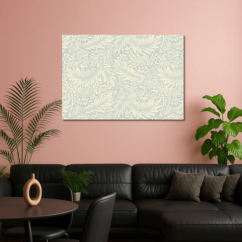 Botanical Leaf Floral Pattern Soft Blue – Wall Art