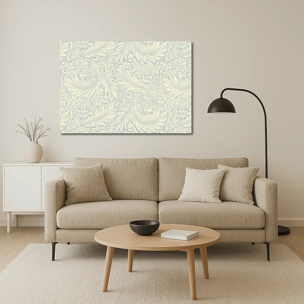 Botanical Leaf Floral Pattern Soft Blue – Wall Art
