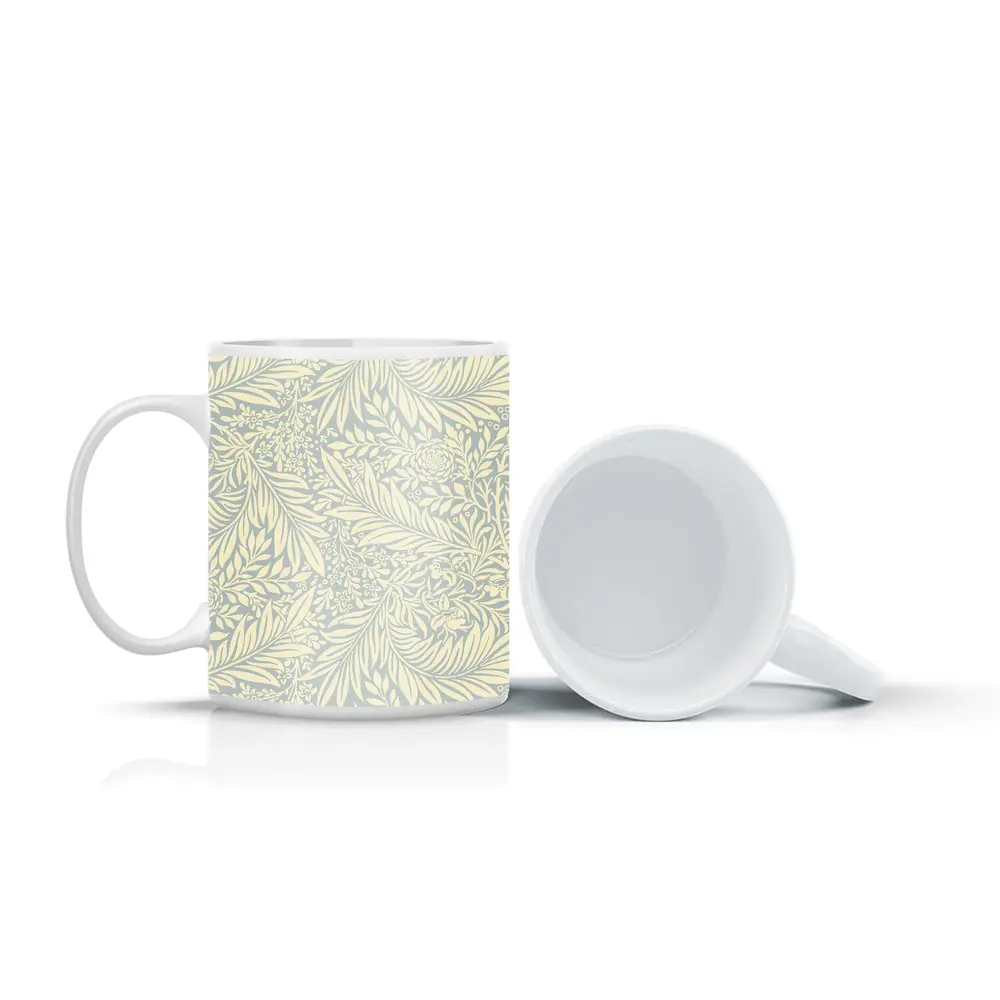 Botanical Leaf Floral Pattern Soft Blue – Mugs