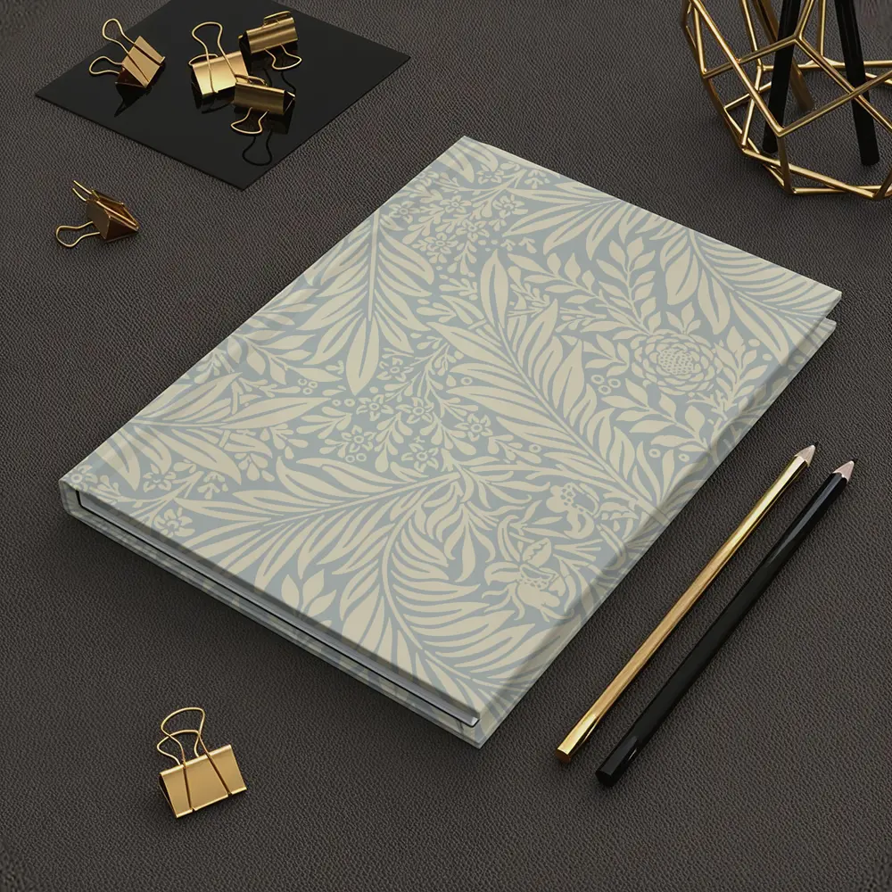Botanical Leaf Floral Pattern Soft Blue – Notebooks