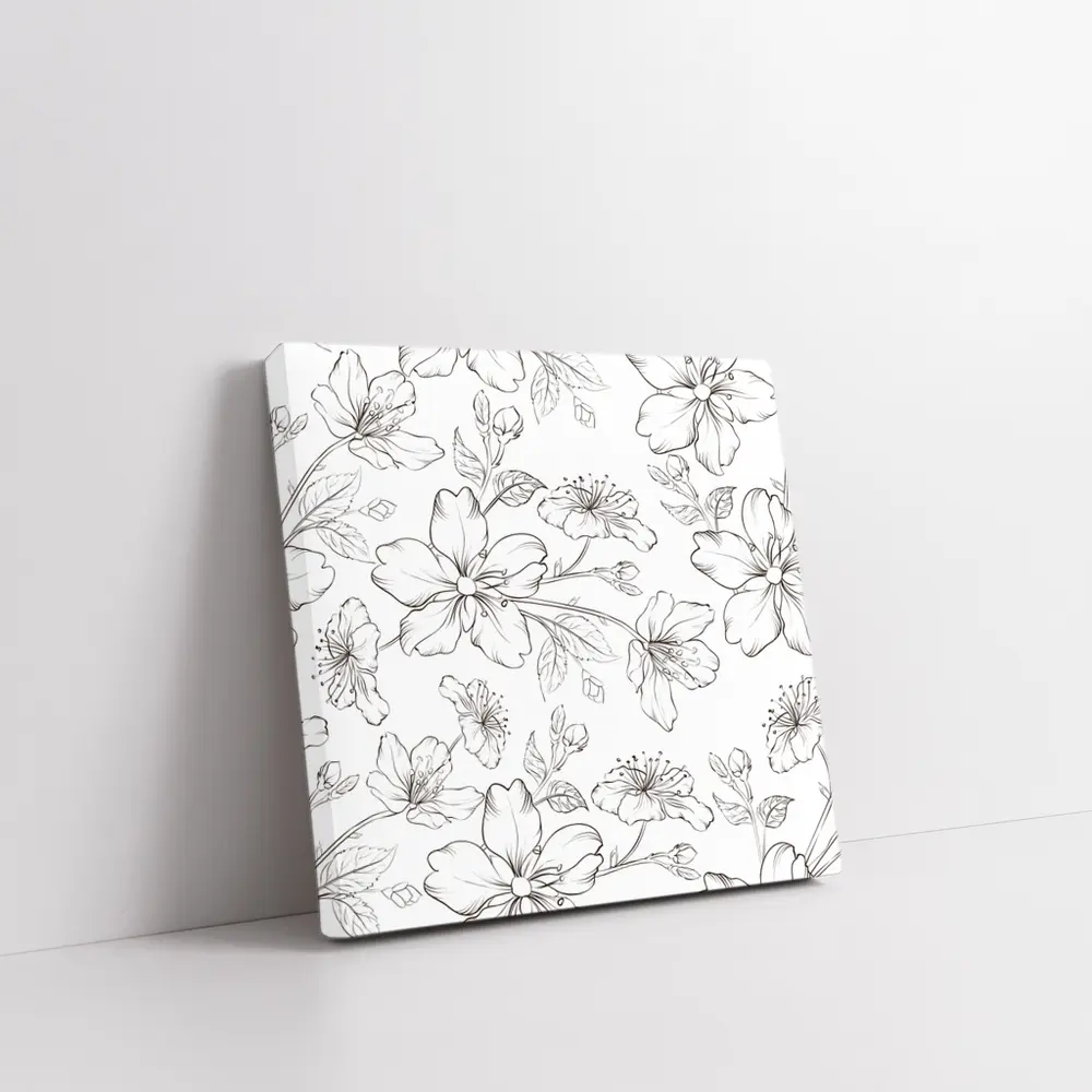 Black White Cherry Blossom Botanical Line Art – Wall Art