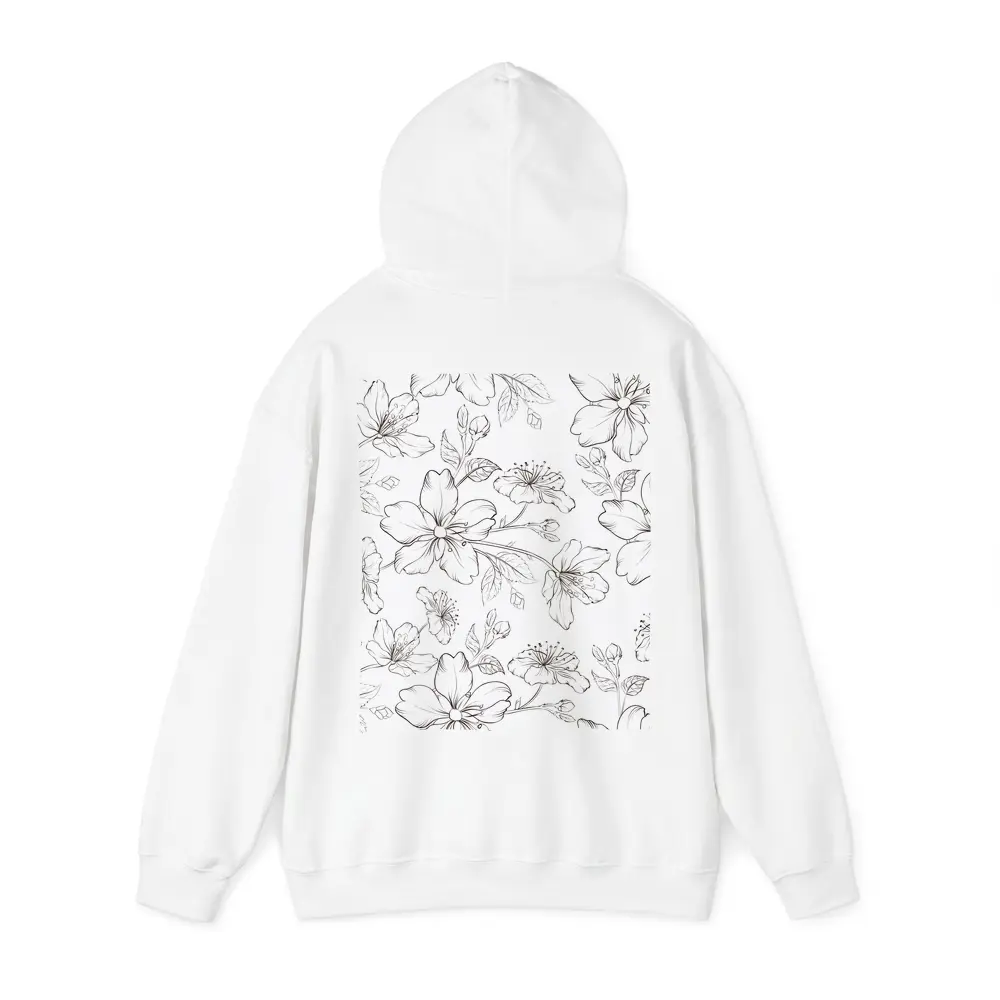 Black White Cherry Blossom Botanical Line Art – Hoodies