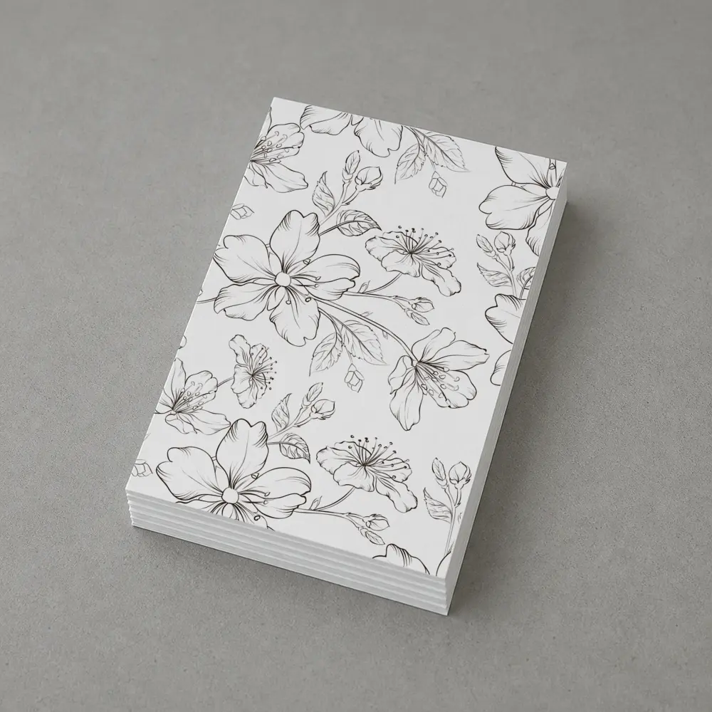 Black White Cherry Blossom Botanical Line Art – Postcards