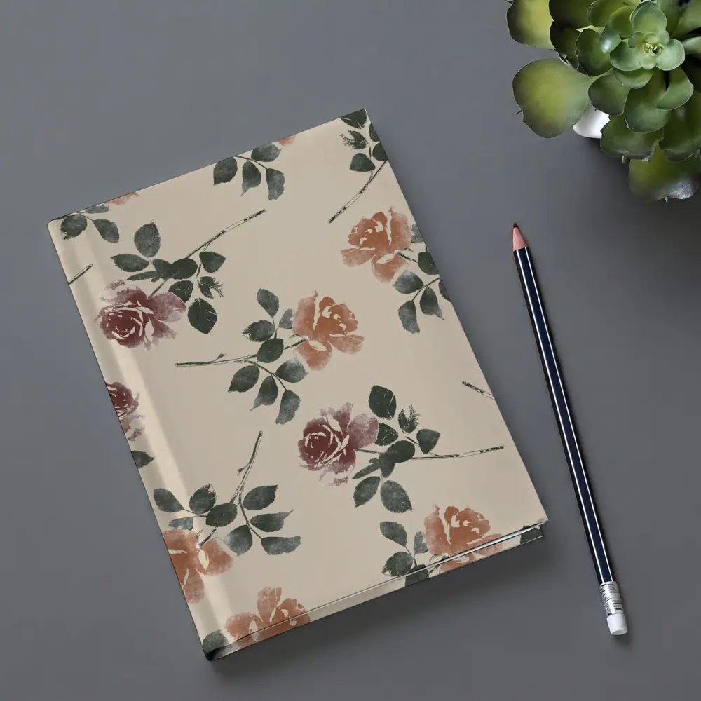 Watercolor Roses Pattern Beige Floral Background – Notebooks