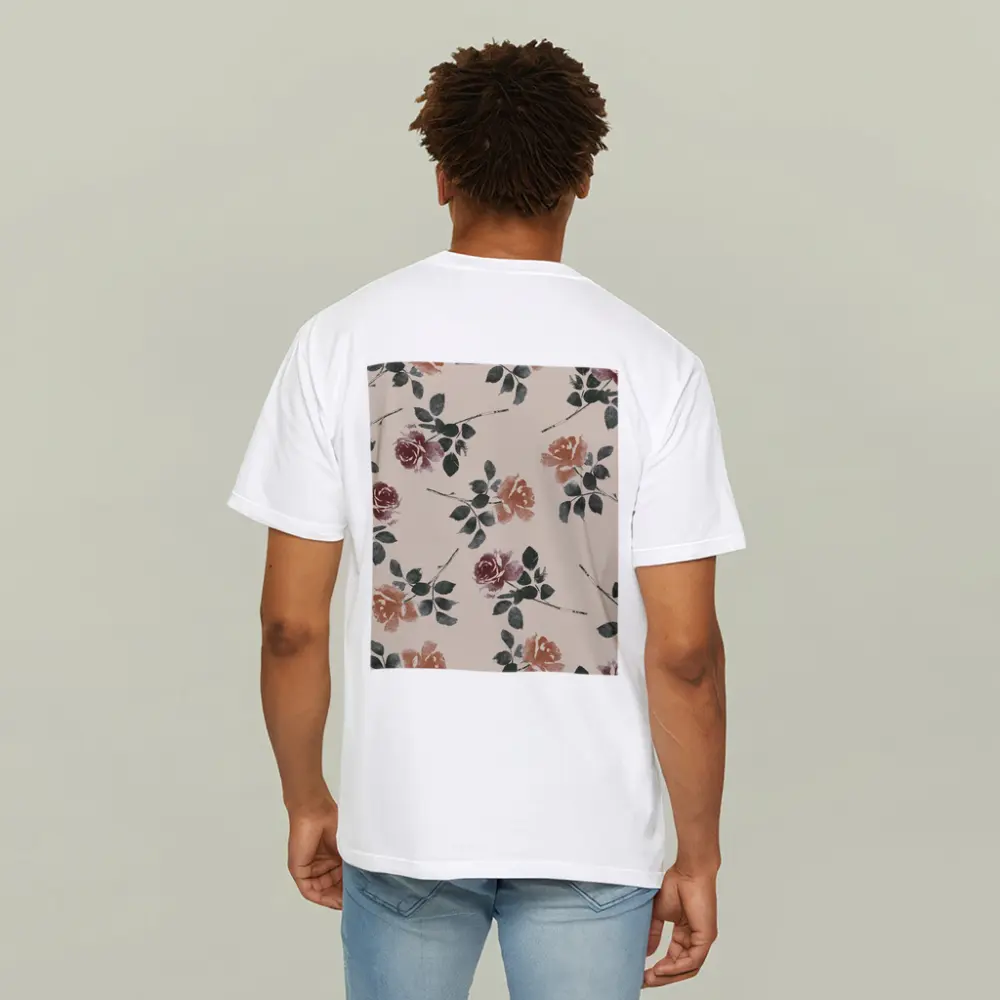 Watercolor Roses Pattern Beige Floral Background – T-Shirts