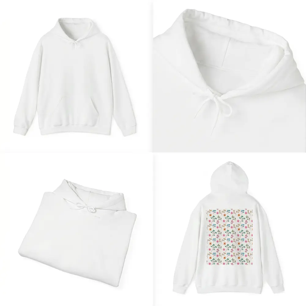 Small Wildflowers and Leaves Floral Pattern – Hoodies