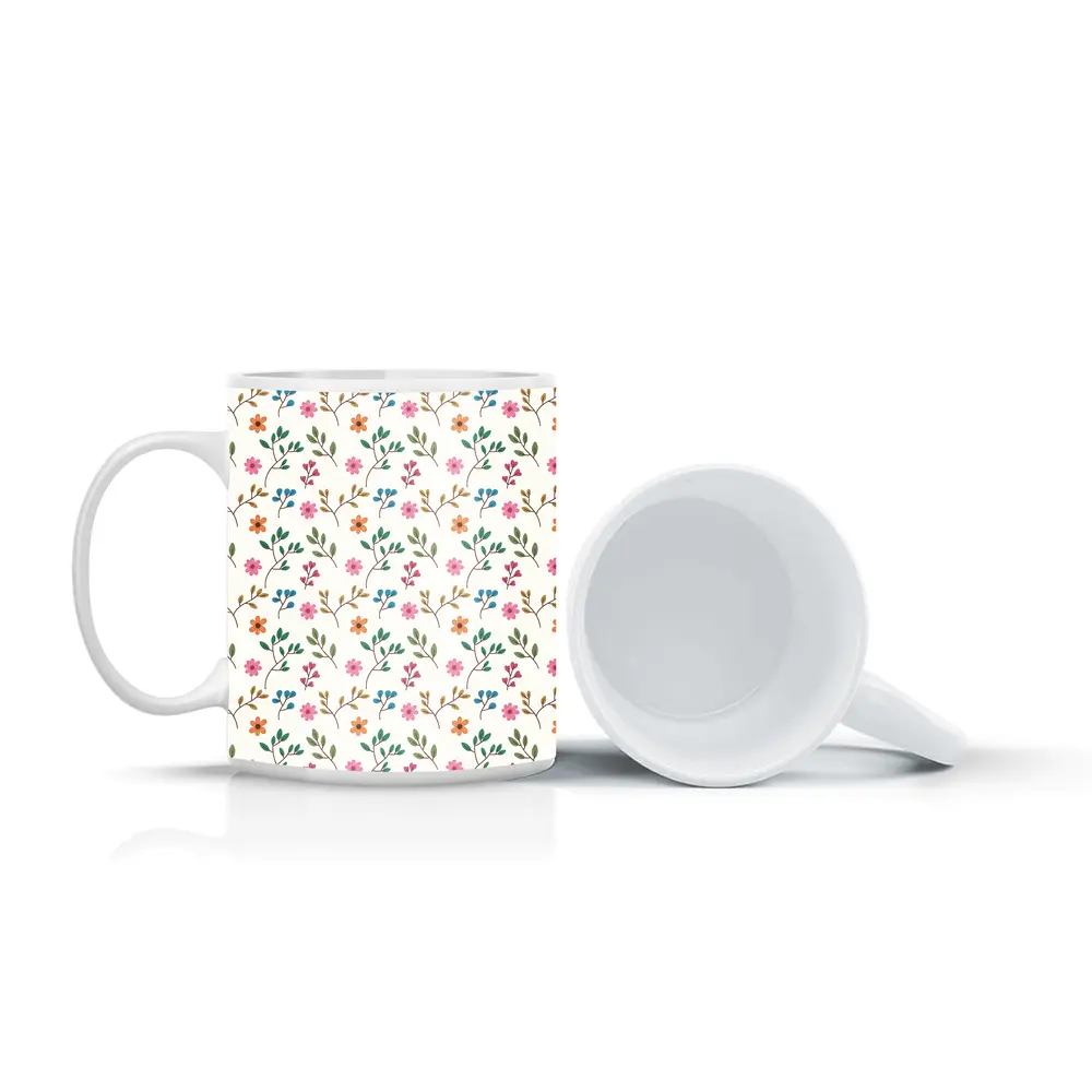 Small Wildflowers and Leaves Floral Pattern – Mugs