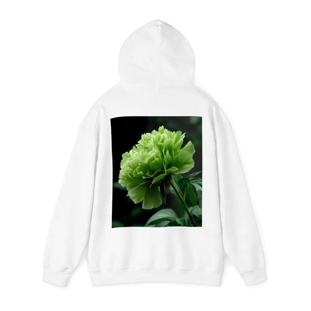 Green Peony Flower Dark Botanical Background – Hoodies