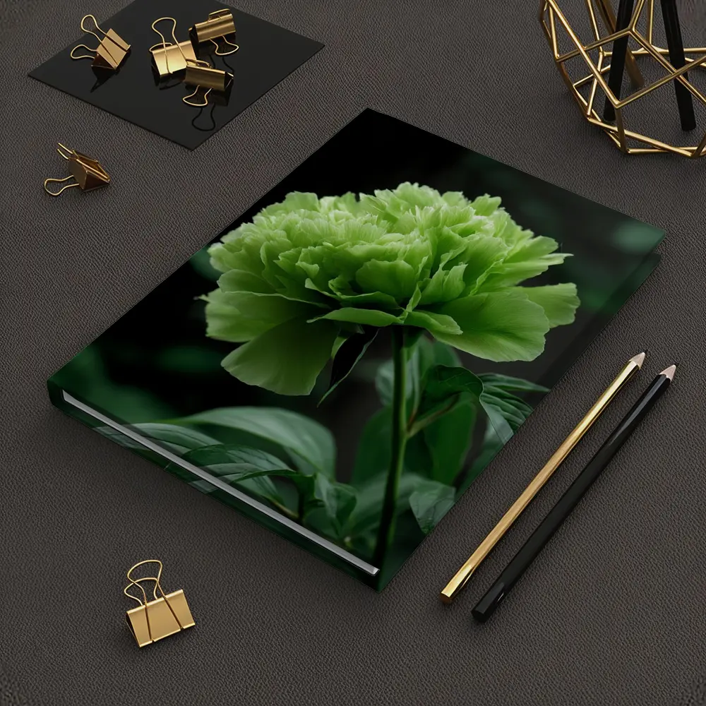 Green Peony Flower Dark Botanical Background – Notebooks