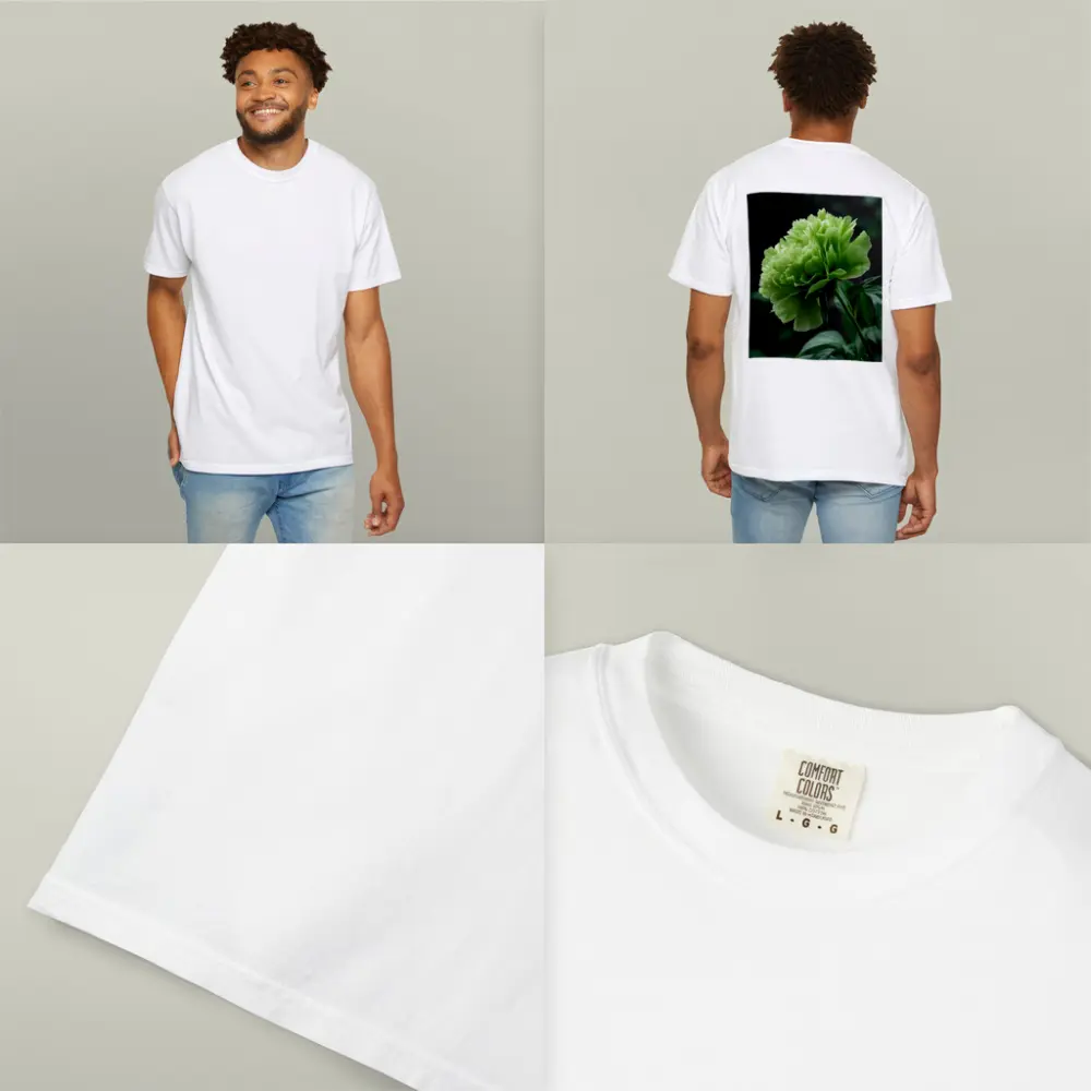 Green Peony Flower Dark Botanical Background – T-Shirts