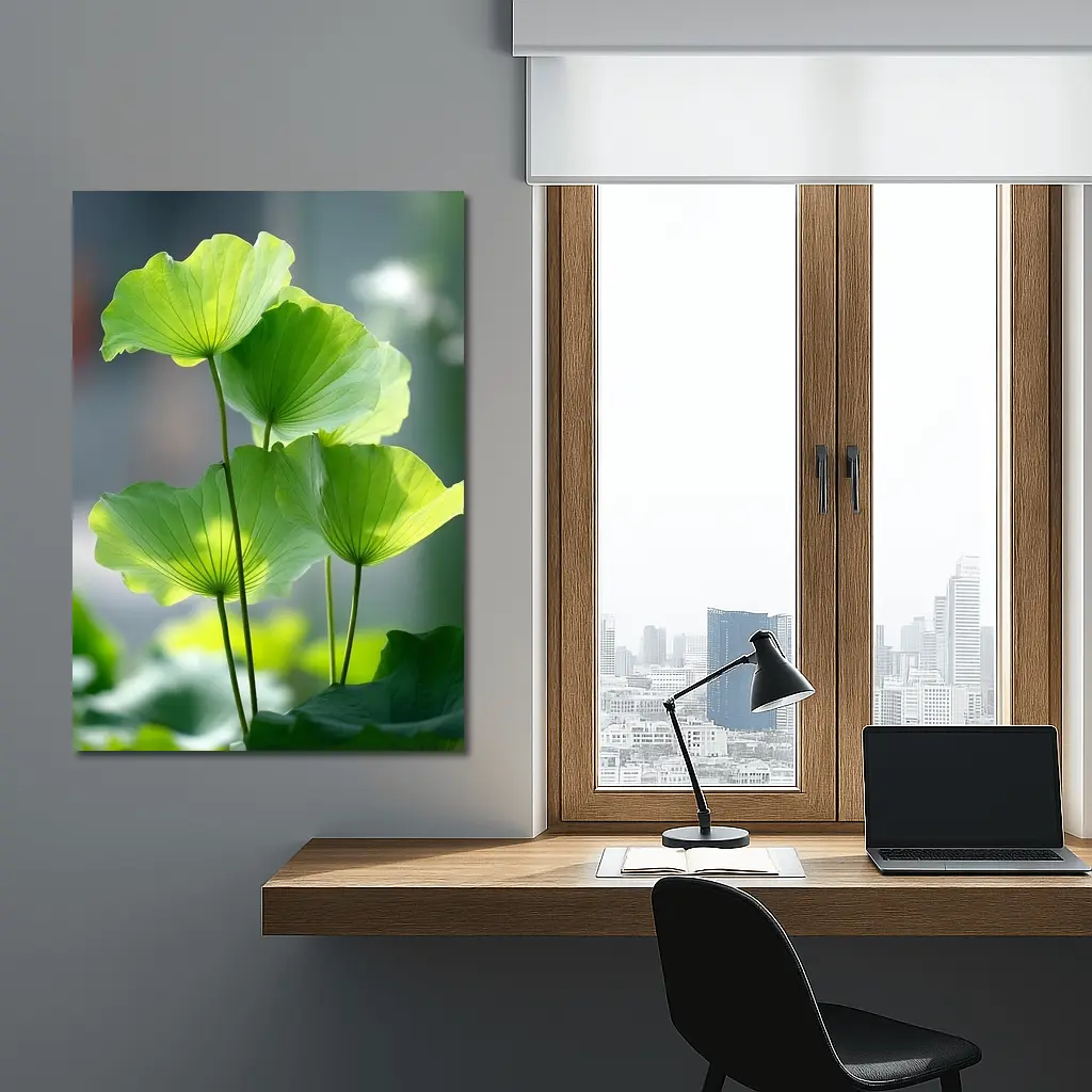 Lotus Leaves Green Light Soft Background – Wall Art