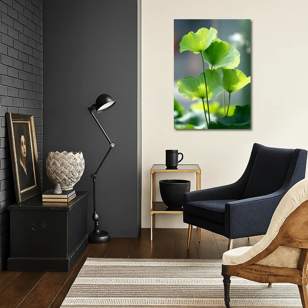 Lotus Leaves Green Light Soft Background – Wall Art