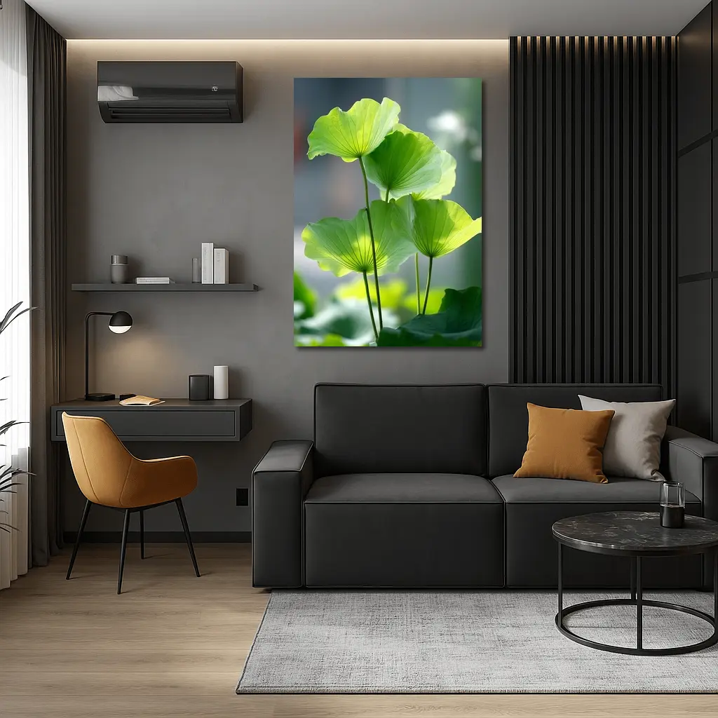 Lotus Leaves Green Light Soft Background – Wall Art