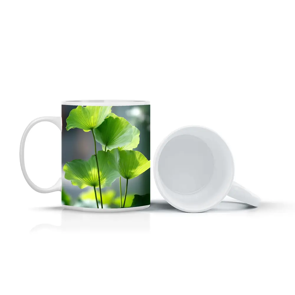 Lotus Leaves Green Light Soft Background – Mugs