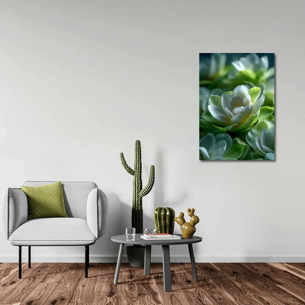 White Green Freesia Flowers Close Up – Wall Art