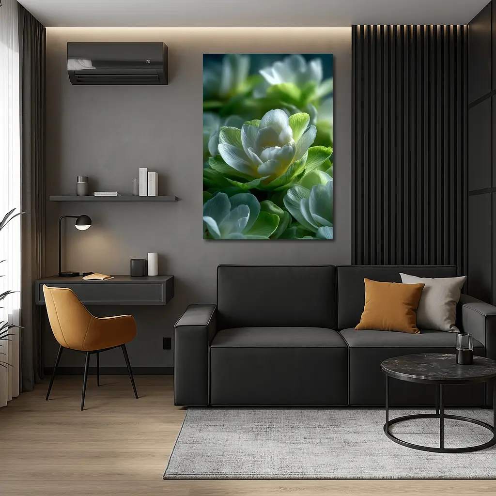 White Green Freesia Flowers Close Up – Wall Art