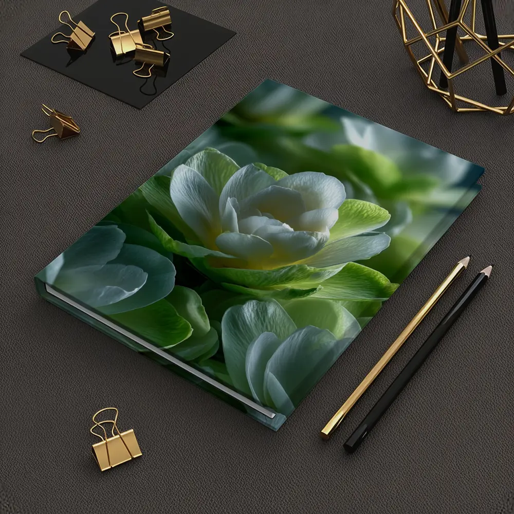 White Green Freesia Flowers Close Up – Notebooks