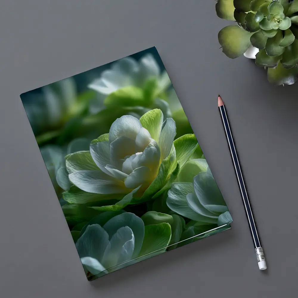 White Green Freesia Flowers Close Up – Notebooks