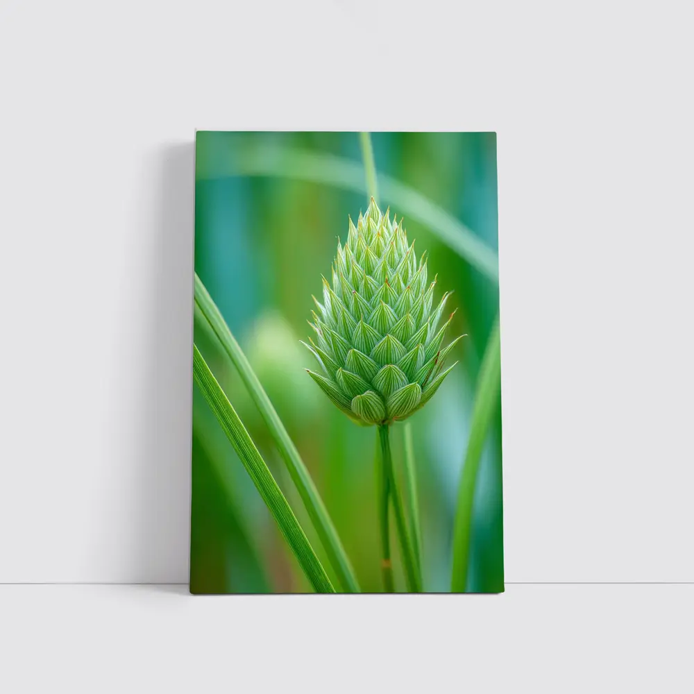 Green Allium Bud Soft Bokeh Background – Wall Art