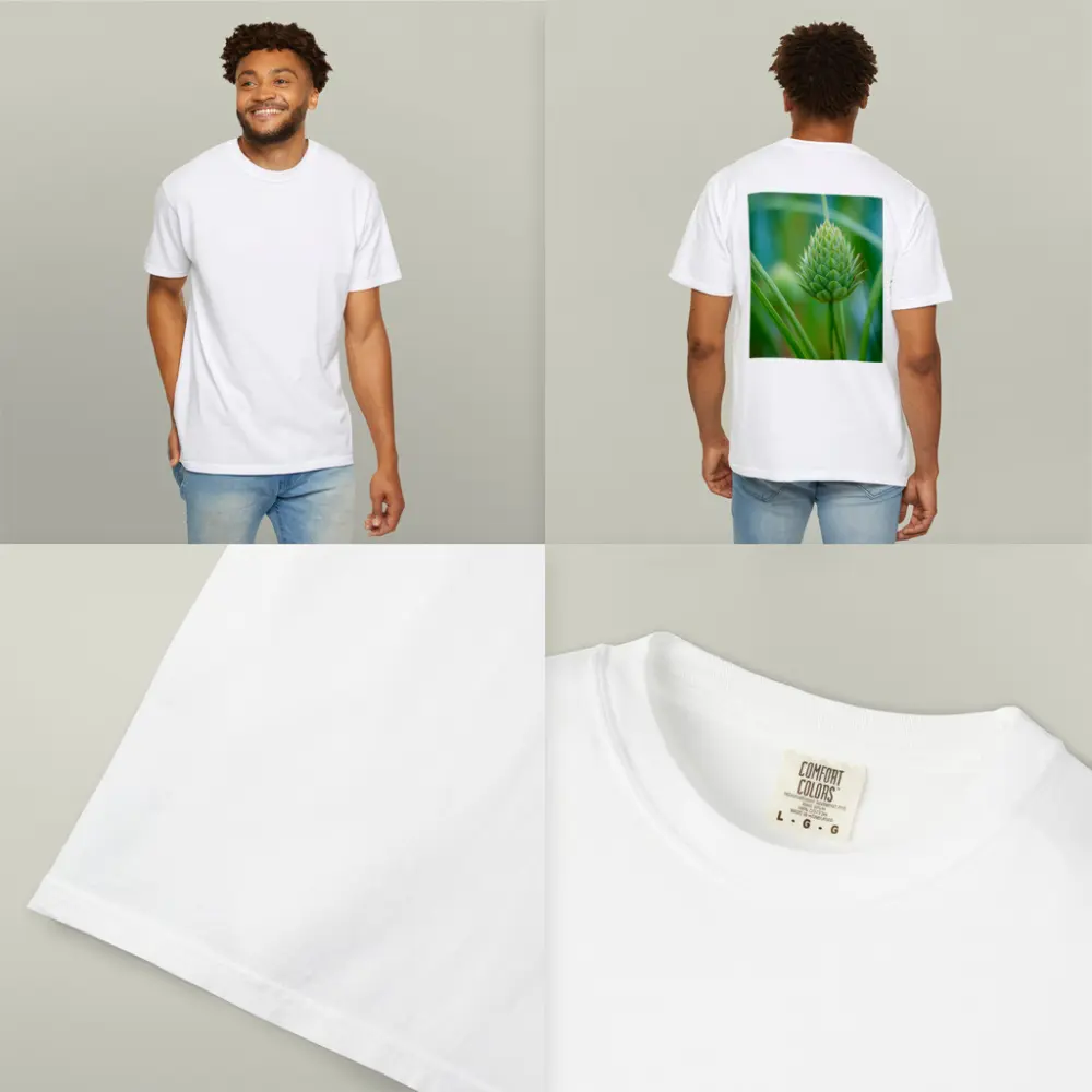 Green Allium Bud Soft Bokeh Background – T-Shirts