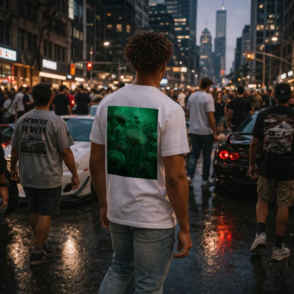 Glowing Green Fantasy Dandelion Field Art – T-Shirts