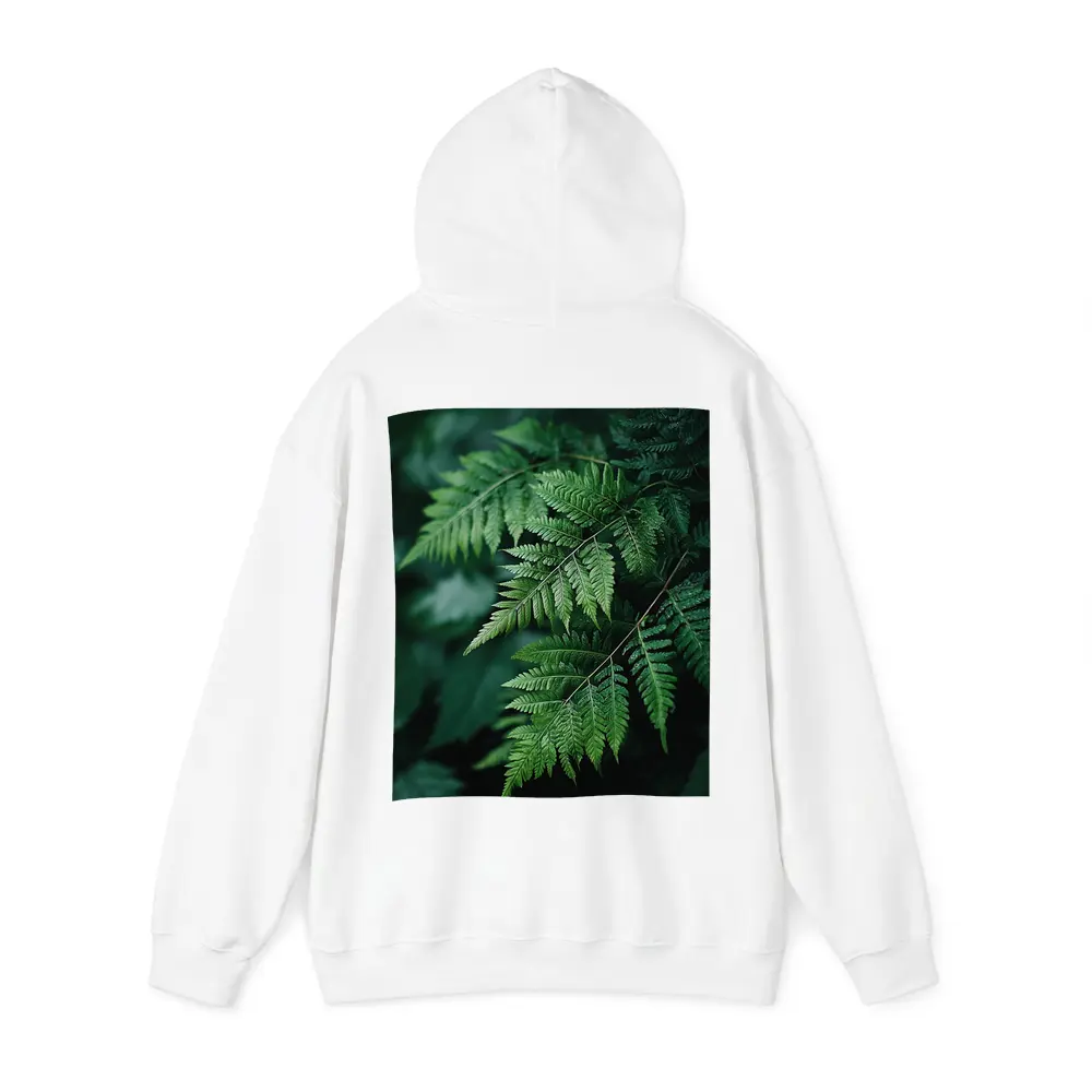 Green Fern Leaves Dark Forest Background – Hoodies