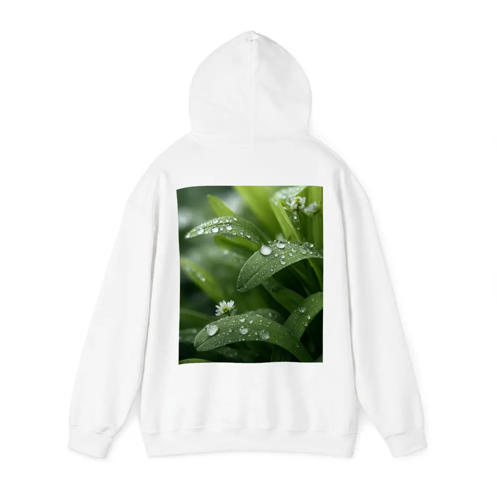 Green Leaves With Dew Drops Close Up – Hoodies