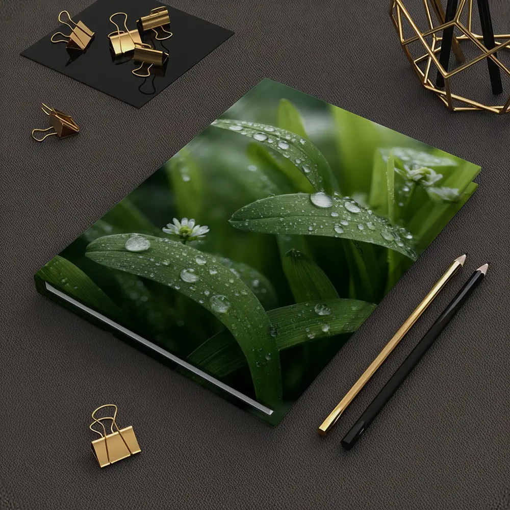 Green Leaves With Dew Drops Close Up – Notebooks
