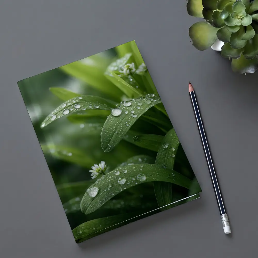 Green Leaves With Dew Drops Close Up – Notebooks