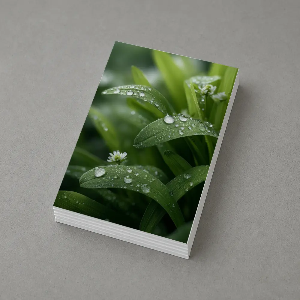 Green Leaves With Dew Drops Close Up – Postcards