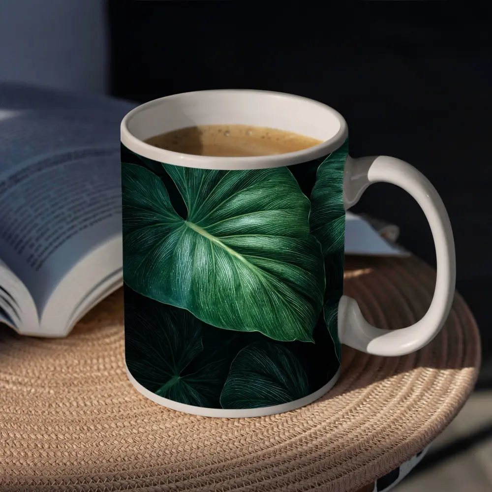 Dark Green Tropical Elephant Ear Leaves – Mugs