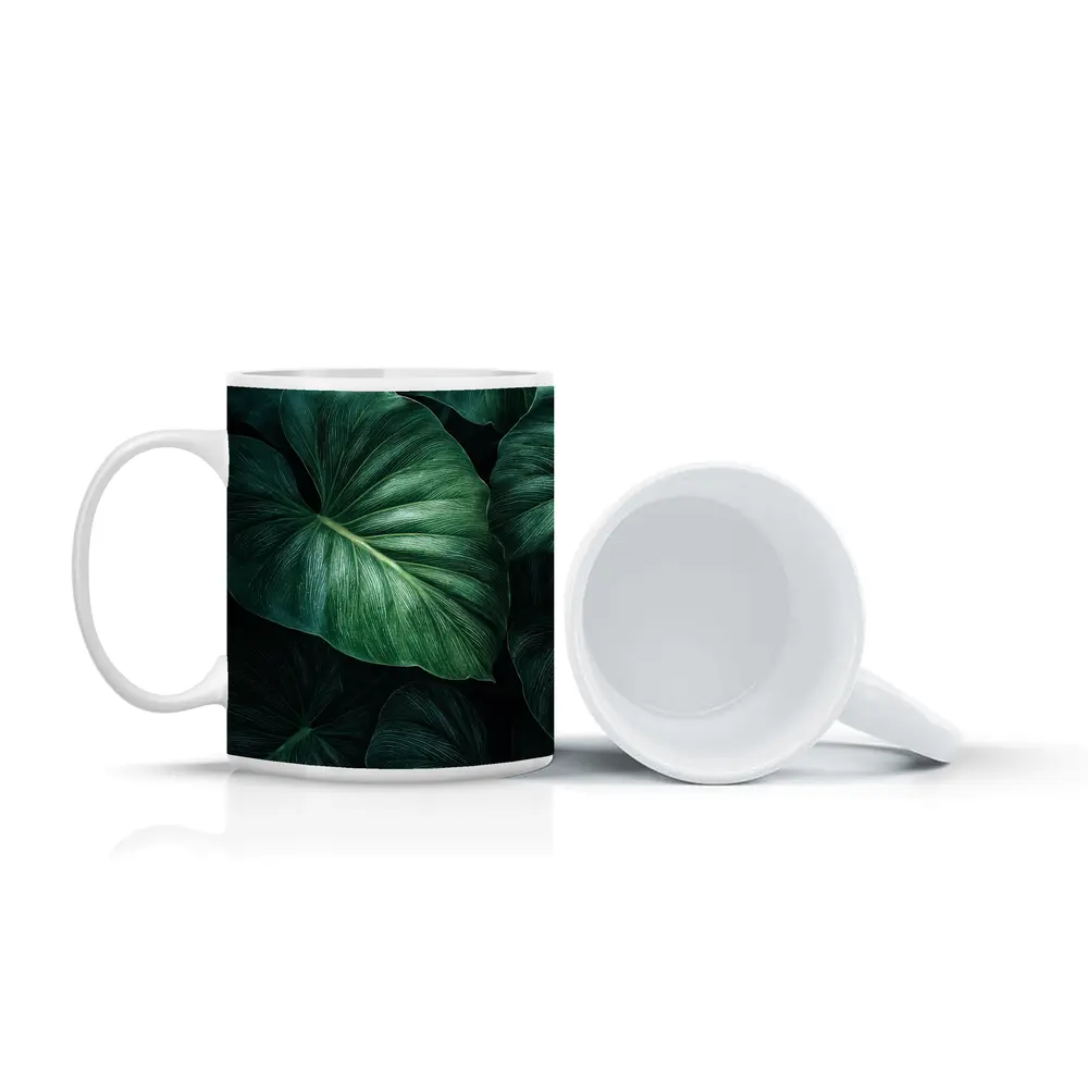 Dark Green Tropical Elephant Ear Leaves – Mugs