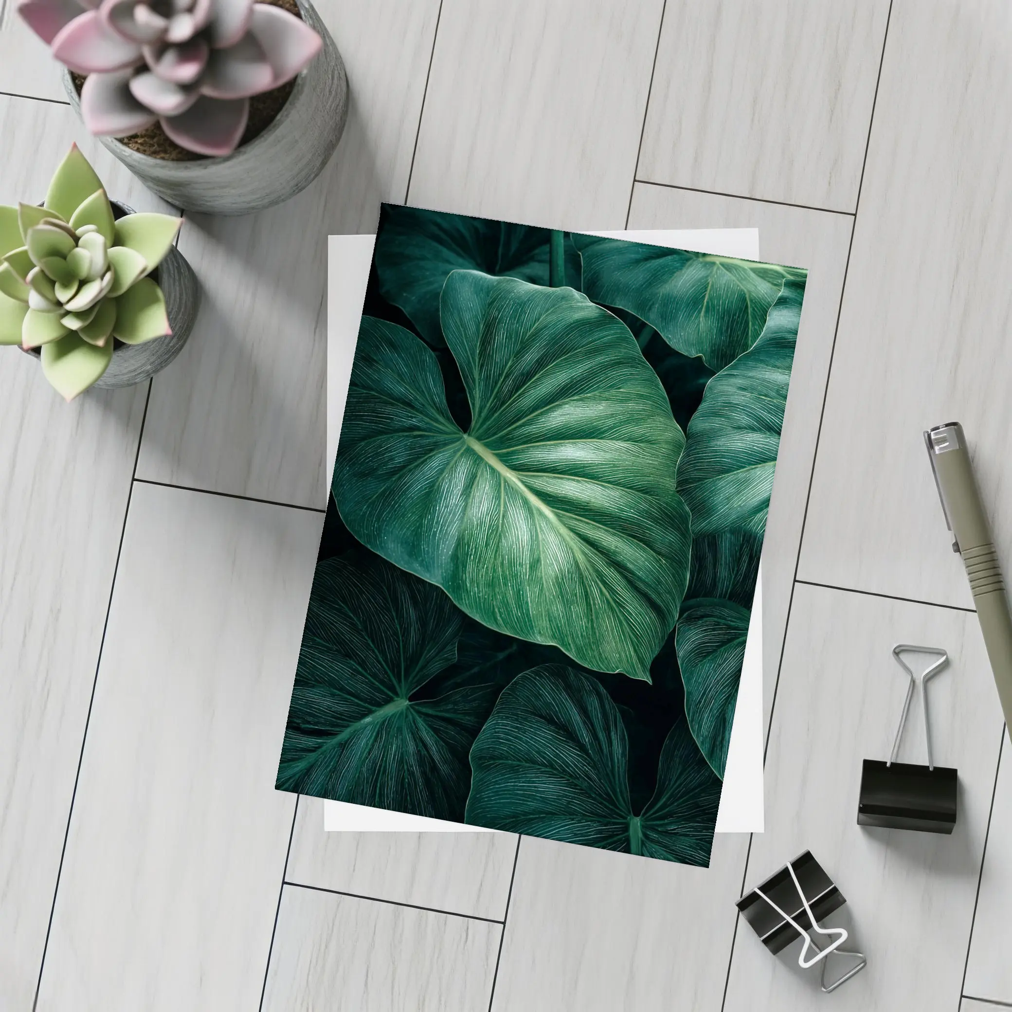 Dark Green Tropical Elephant Ear Leaves – Postcards