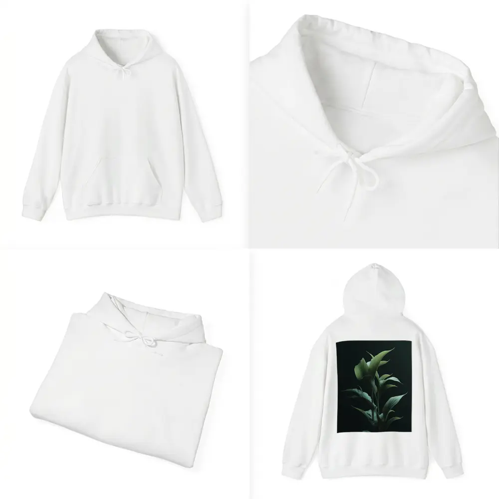 Dark Green Tropical Plant Black Background – Hoodies